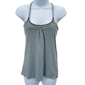 Y2K Vintage Abercrombie & Fitch Beaded Cami Tank Top Size S Blue Babydoll Fairy